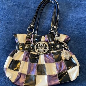 Block faux leather medium size purse